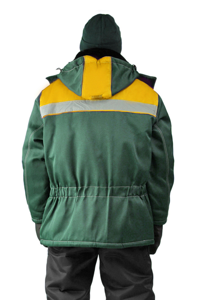 Куртка зимняя "УРАЛ" цвет: т.зеленый/желтый. Фото N2