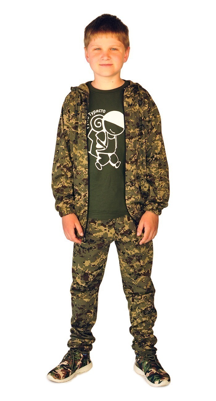 Костюм детский трикотажный "ТИгР" серо-зеленая цифра (куртка + брюки 100%х/б)