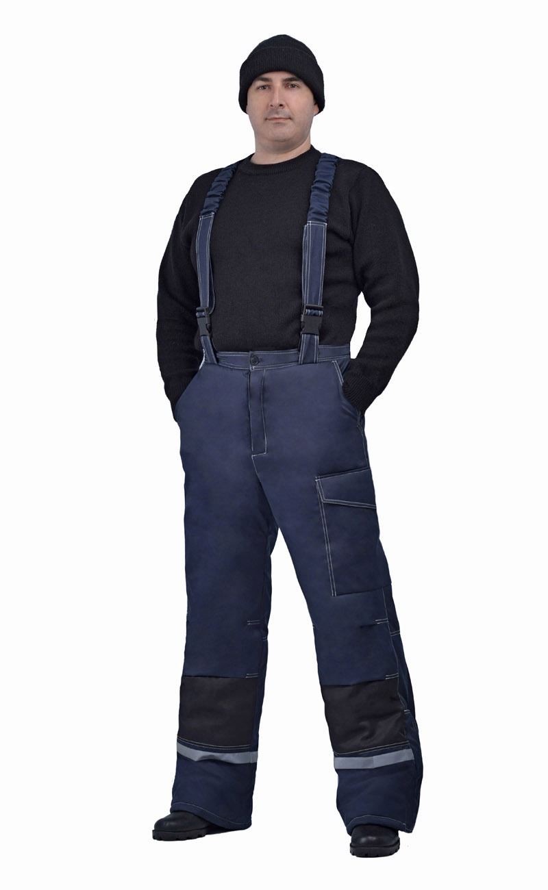 Костюм мужской "Инженер" (Термофайбер)  зимний т-синий с черным (Амулет). Фото N5
